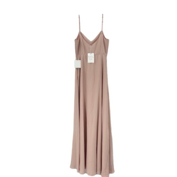 Show me your Mumu Dress Pink V-neck Spaghetti Strap Maxi Bridesmaid NWT Size S - Picture 6 of 6